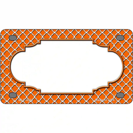 Orange White Quatrefoil Center Scallop Metal Novelty License Plate 4" x 2.2" (MLP)