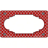 Red White Quatrefoil Center Scallop Metal Novelty License Plate 4" x 2.2" (MLP)