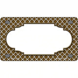 Brown White Quatrefoil Center Scallop Metal Novelty License Plate 4" x 2.2" (MLP)