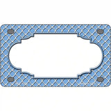 Light Blue White Quatrefoil Center Scallop Metal Novelty License Plate 4" x 2.2" (MLP)