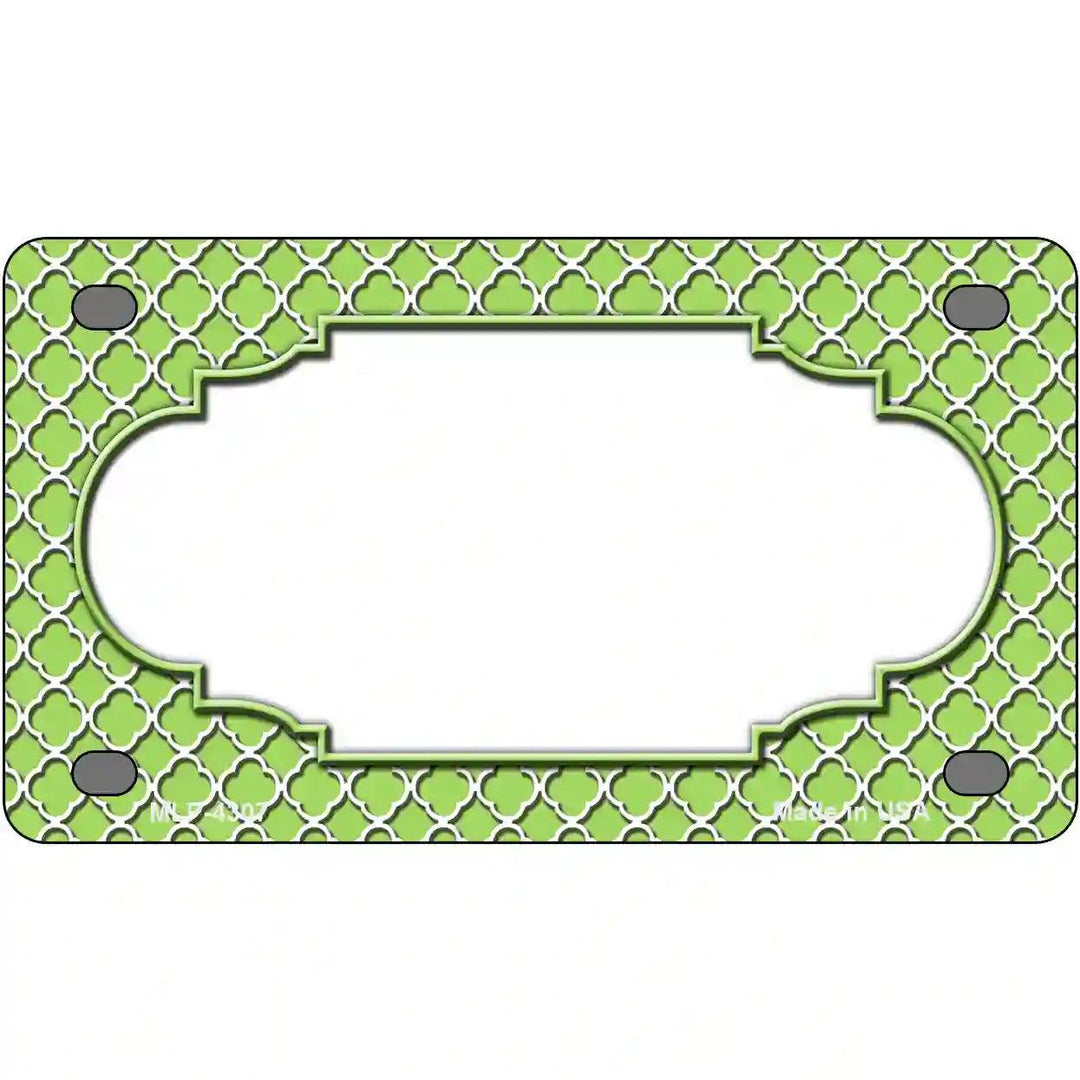 Lime Green White Quatrefoil Center Scallop Metal Novelty License Plate 4" x 2.2" (MLP)