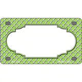 Lime Green White Quatrefoil Center Scallop Metal Novelty License Plate 4" x 2.2" (MLP)
