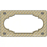 Gold White Quatrefoil Center Scallop Metal Novelty License Plate 4" x 2.2" (MLP)