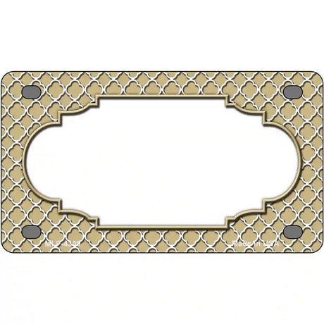 Gold White Quatrefoil Center Scallop Metal Novelty License Plate 4" x 2.2" (MLP)