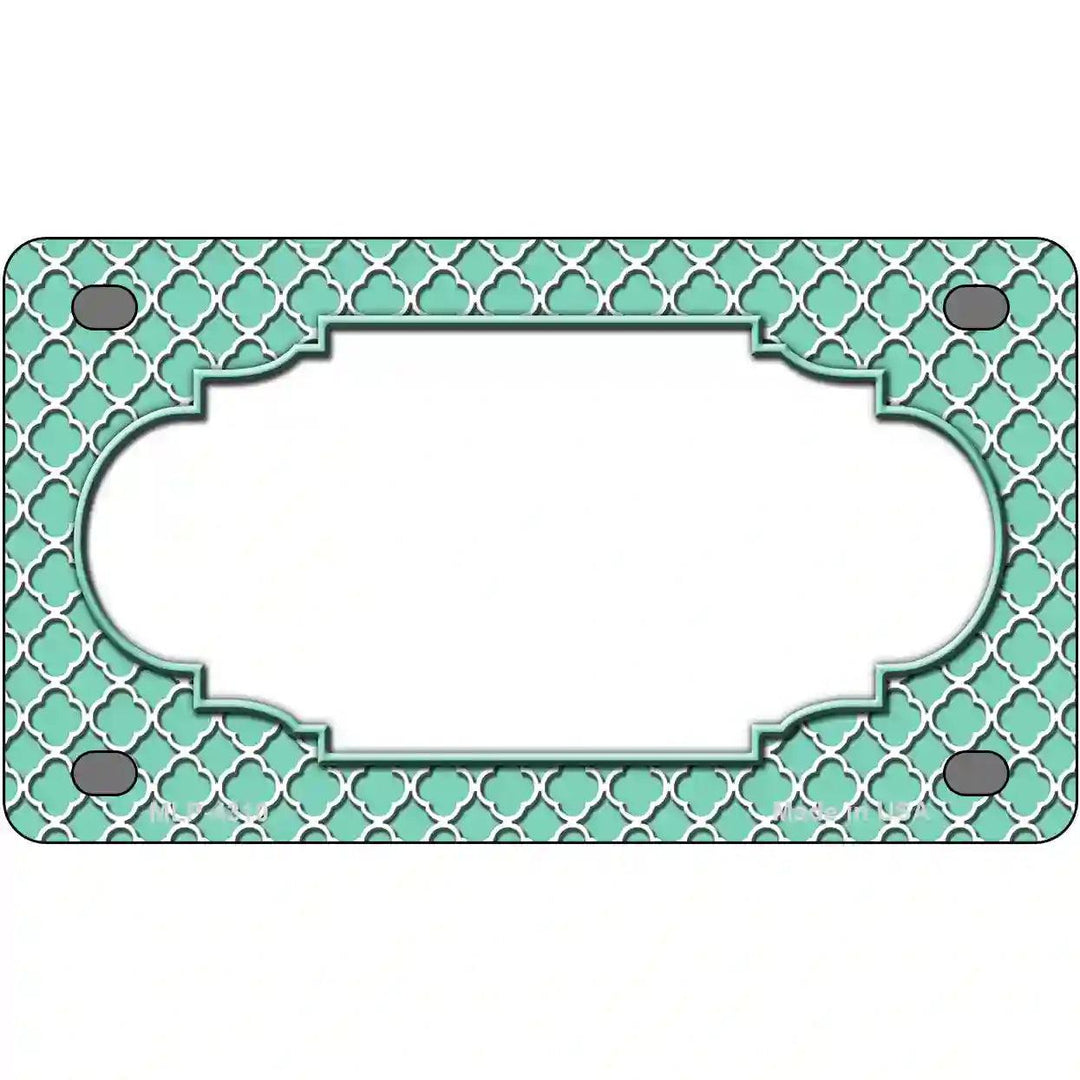 Mint White Quatrefoil Center Scallop Metal Novelty License Plate 4" x 2.2" (MLP)