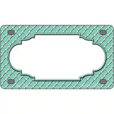 Mint White Quatrefoil Center Scallop Metal Novelty License Plate 4" x 2.2" (MLP)