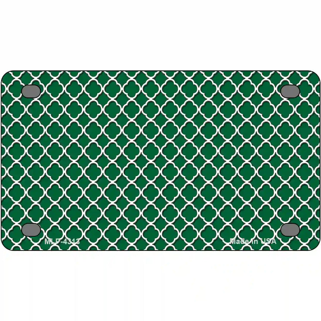 Green White Quatrefoil Metal Novelty License Plate 4" x 2.2" (MLP)