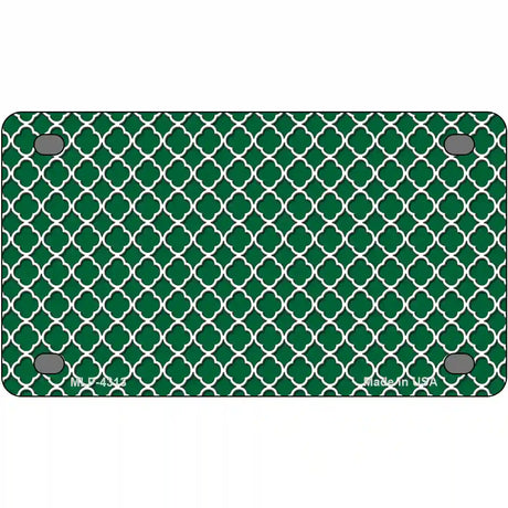 Green White Quatrefoil Metal Novelty License Plate 4" x 2.2" (MLP)