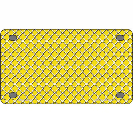 Yellow White Quatrefoil Metal Novelty License Plate 4" x 2.2" (MLP)