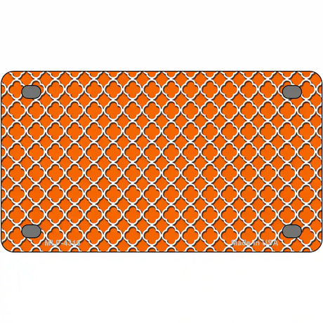 Orange White Quatrefoil Metal Novelty License Plate 4" x 2.2" (MLP)