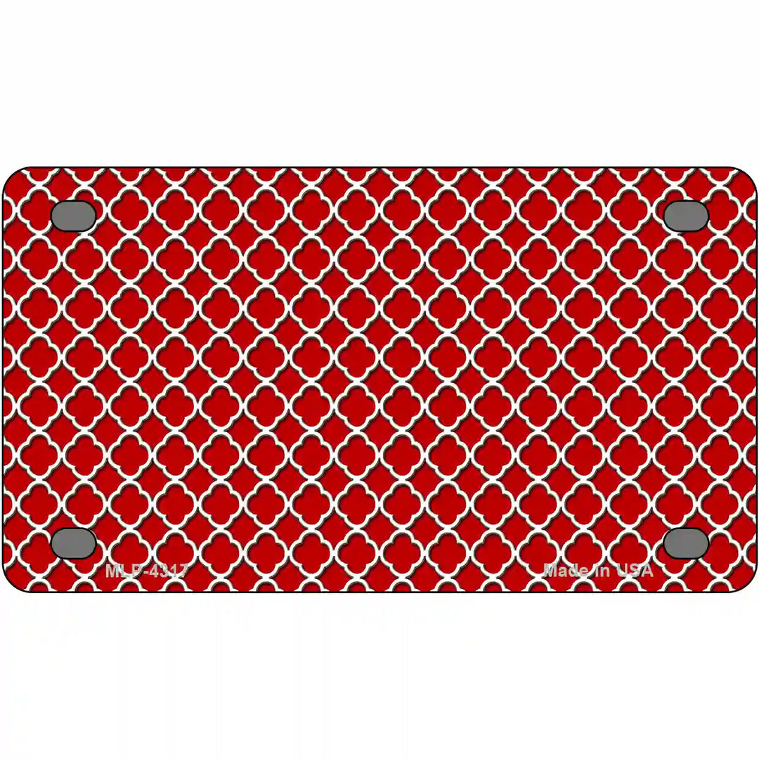 Red White Quatrefoil Metal Novelty License Plate 4" x 2.2" (MLP)