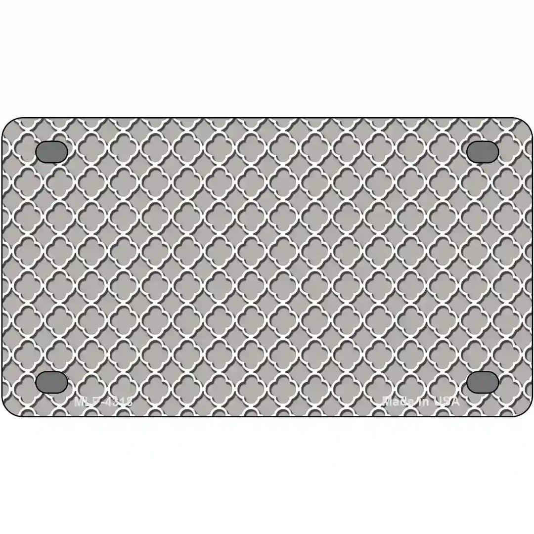 Grey White Quatrefoil Metal Novelty License Plate 4" x 2.2" (MLP)