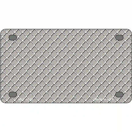 Grey White Quatrefoil Metal Novelty License Plate 4" x 2.2" (MLP)