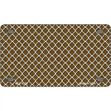Brown White Quatrefoil Metal Novelty License Plate 4" x 2.2" (MLP)