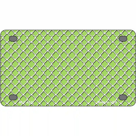 Lime Green White Quatrefoil Metal Novelty License Plate 4" x 2.2" (MLP)