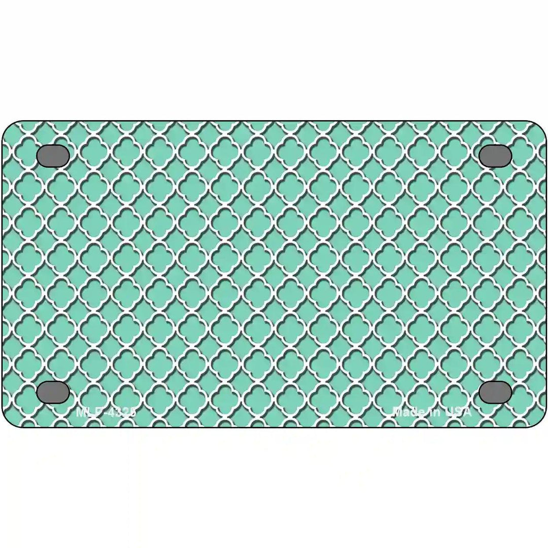 Mint White Quatrefoil Metal Novelty License Plate 4" x 2.2" (MLP)