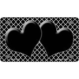 Black White Quatrefoil Black Center Hearts Metal Novelty License Plate 4" x 2.2" (MLP)