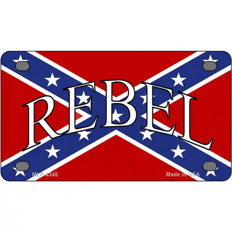 Rebel Confederate Flag Metal Novelty License Plate 4" x 2.2" (MLP)