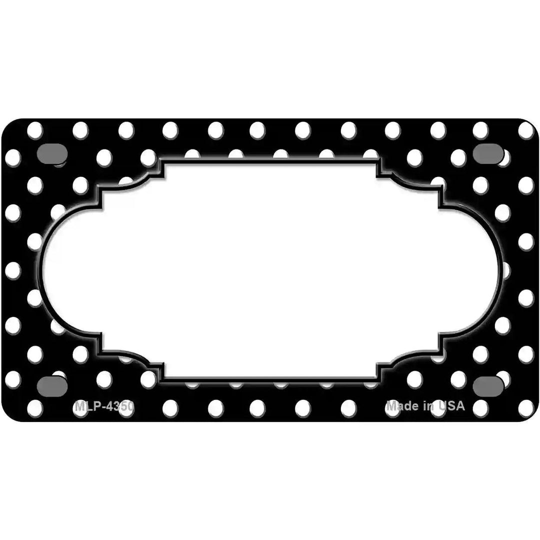 Scallop Black White Polka Dot Metal Novelty License Plate 4" x 2.2" (MLP)