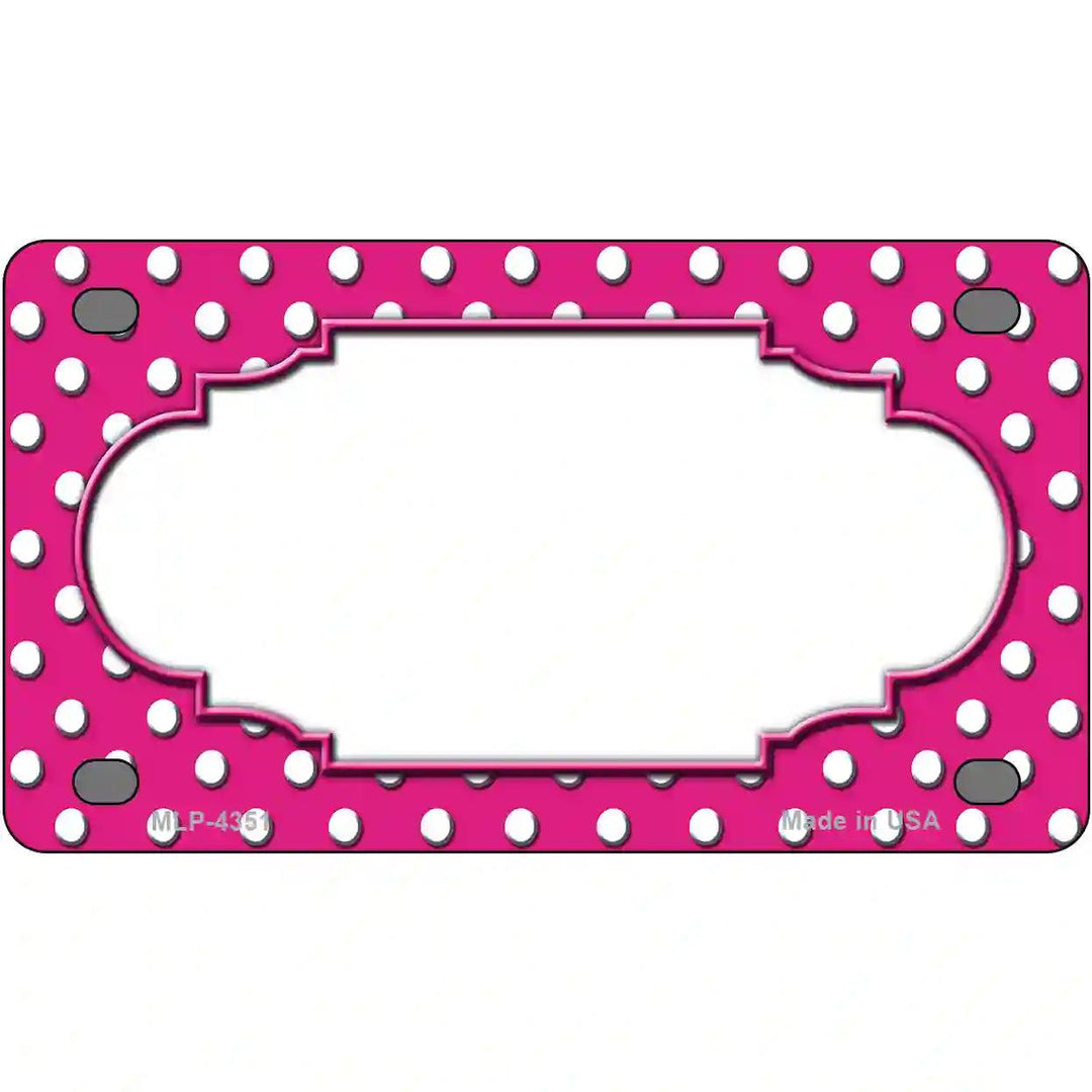 Scallop Pink White Polka Dot Metal Novelty License Plate 4" x 2.2" (MLP)