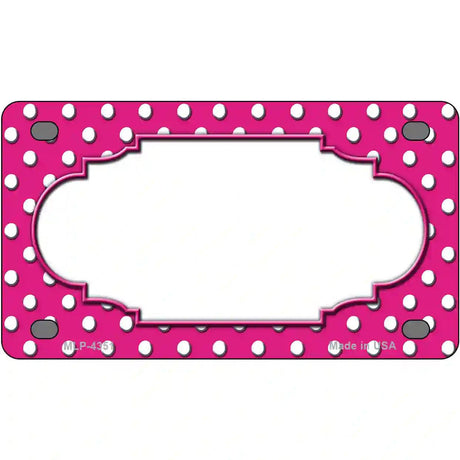 Scallop Pink White Polka Dot Metal Novelty License Plate 4" x 2.2" (MLP)