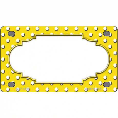 Scallop Yellow White Polka Dot Metal Novelty License Plate 4" x 2.2" (MLP)