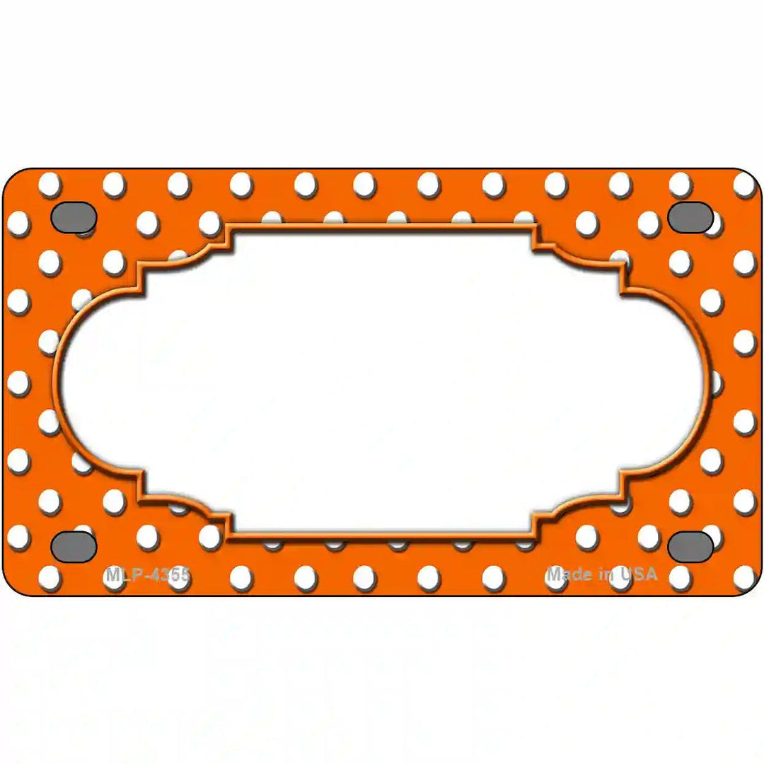 Scallop Orange White Polka Dot Metal Novelty License Plate 4" x 2.2" (MLP)
