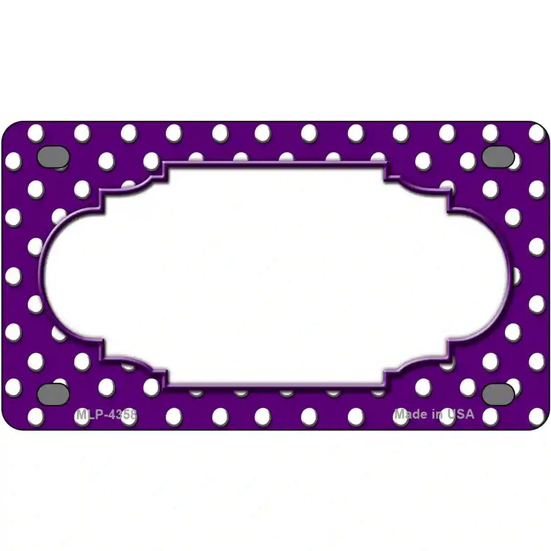 Scallop Purple White Polka Dot Metal Novelty License Plate 4" x 2.2" (MLP)