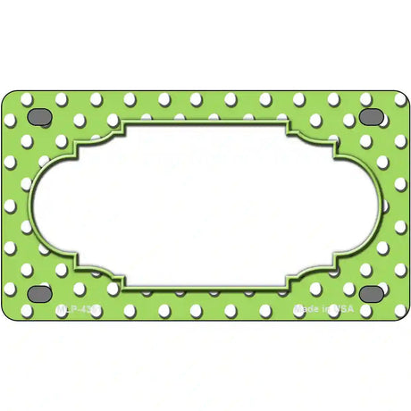Scallop Lime Green White Polka Dot Metal Novelty License Plate 4" x 2.2" (MLP)
