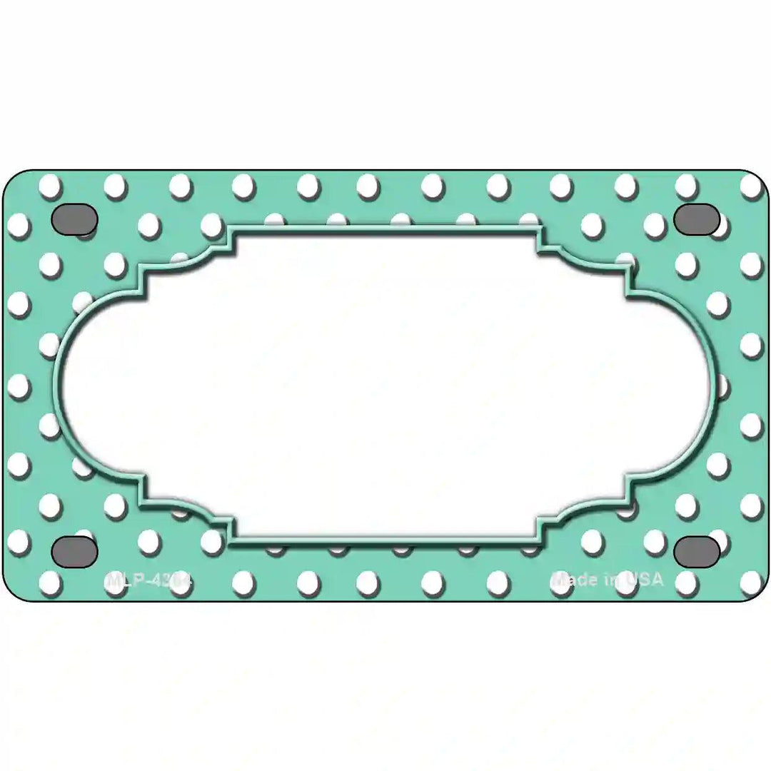 Scallop Mint White Polka Dot Metal Novelty License Plate 4" x 2.2" (MLP)