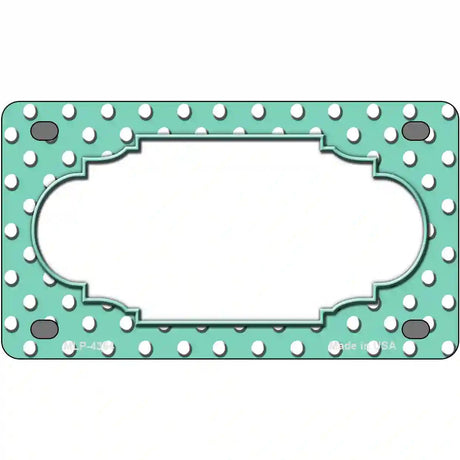 Scallop Mint White Polka Dot Metal Novelty License Plate 4" x 2.2" (MLP)