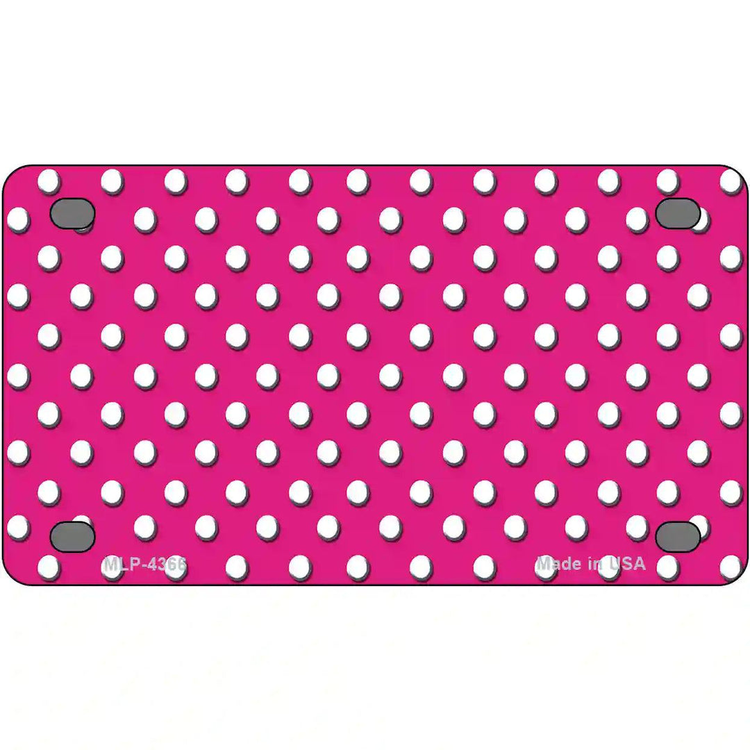 Pink White Polka Dot Metal Novelty License Plate 4" x 2.2" (MLP)