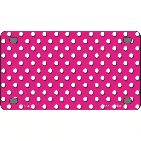 Pink White Polka Dot Metal Novelty License Plate 4" x 2.2" (MLP)