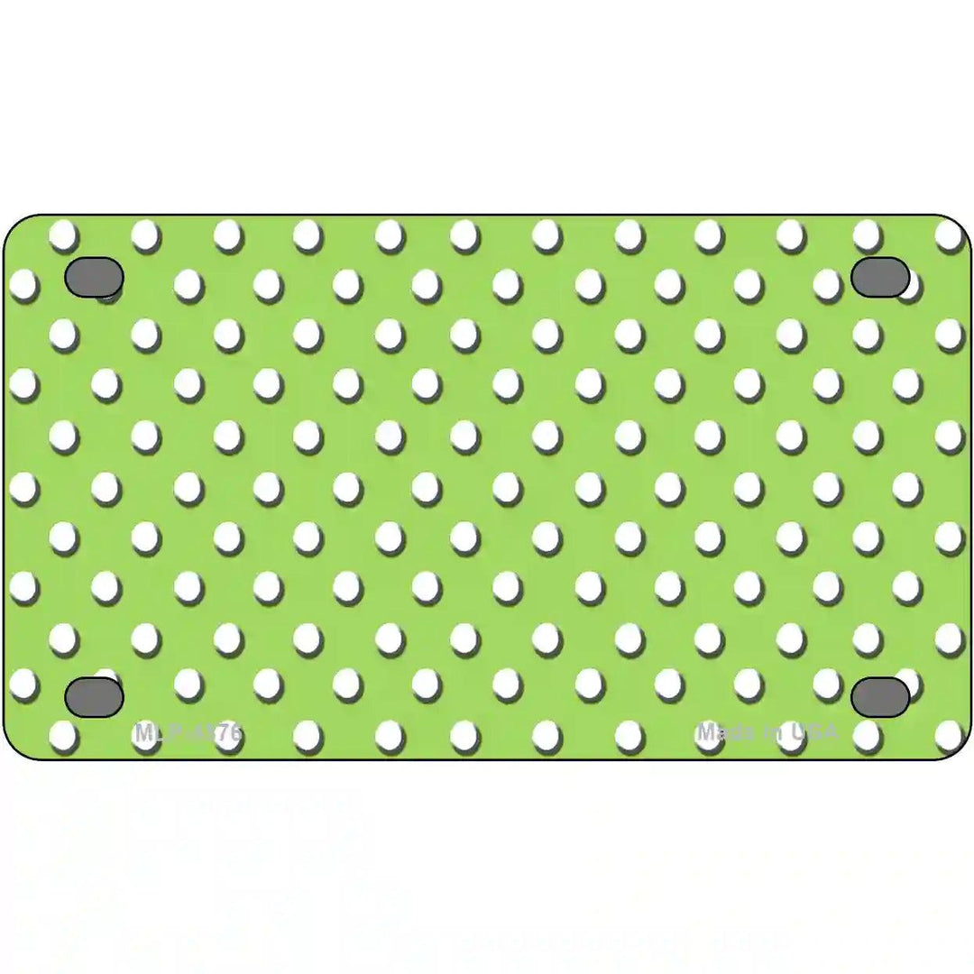 Lime Green White Polka Dot Metal Novelty License Plate 4" x 2.2" (MLP)