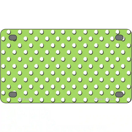 Lime Green White Polka Dot Metal Novelty License Plate 4" x 2.2" (MLP)