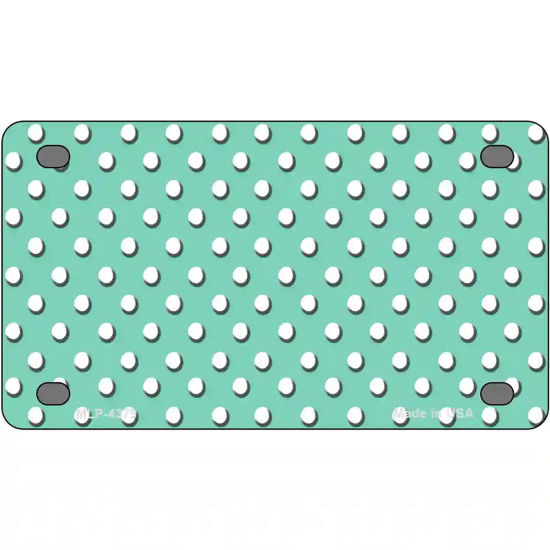 Mint White Polka Dot Metal Novelty License Plate LP-4379 4" x 2.2" (MLP)