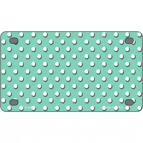 Mint White Polka Dot Metal Novelty License Plate LP-4379 4" x 2.2" (MLP)