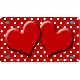 Red White Polka Dot Center Hearts Metal Novelty License Plate 4" x 2.2" (MLP)