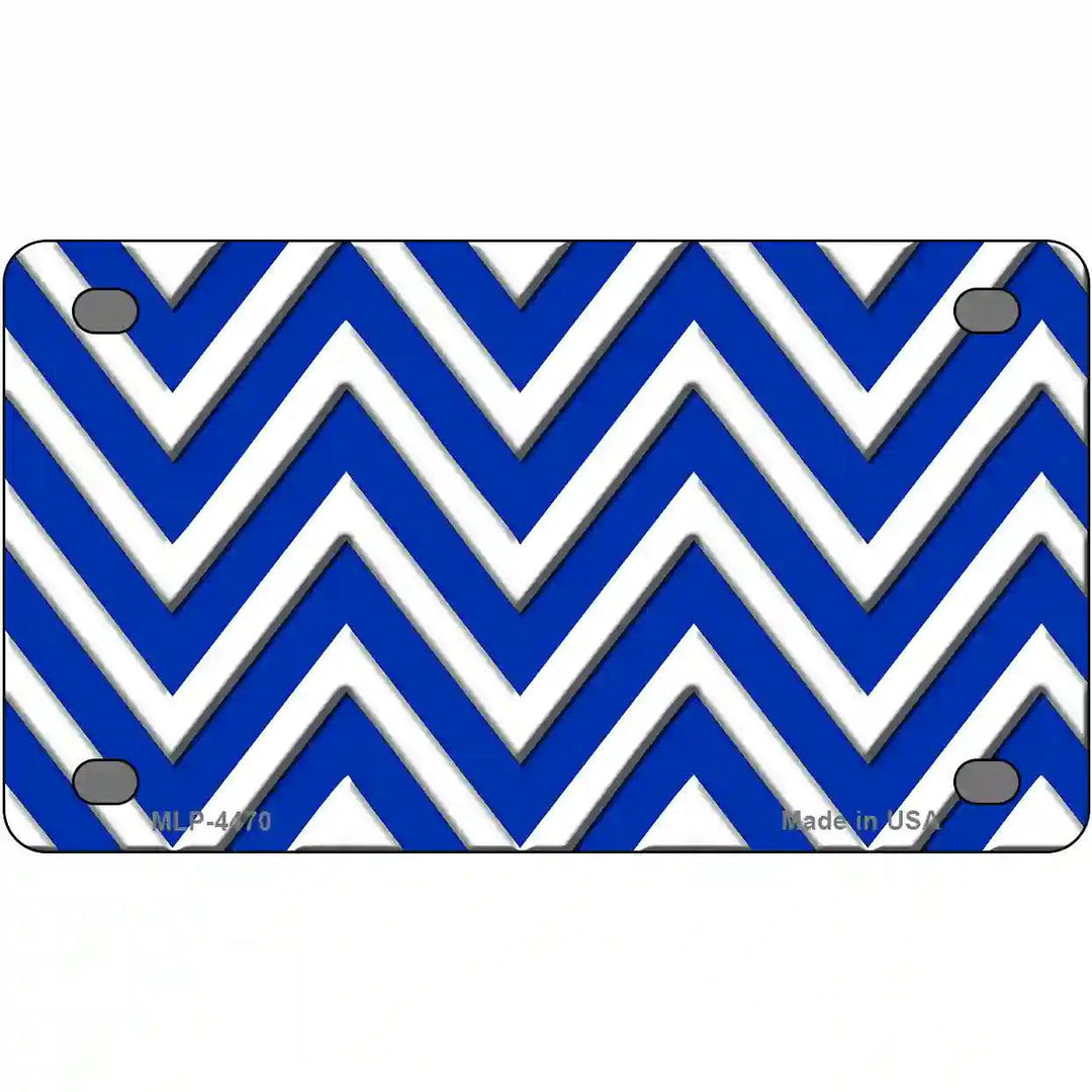 Blue White Chevron Metal Novelty License Plate LP-4470 4" x 2.2" (MLP)