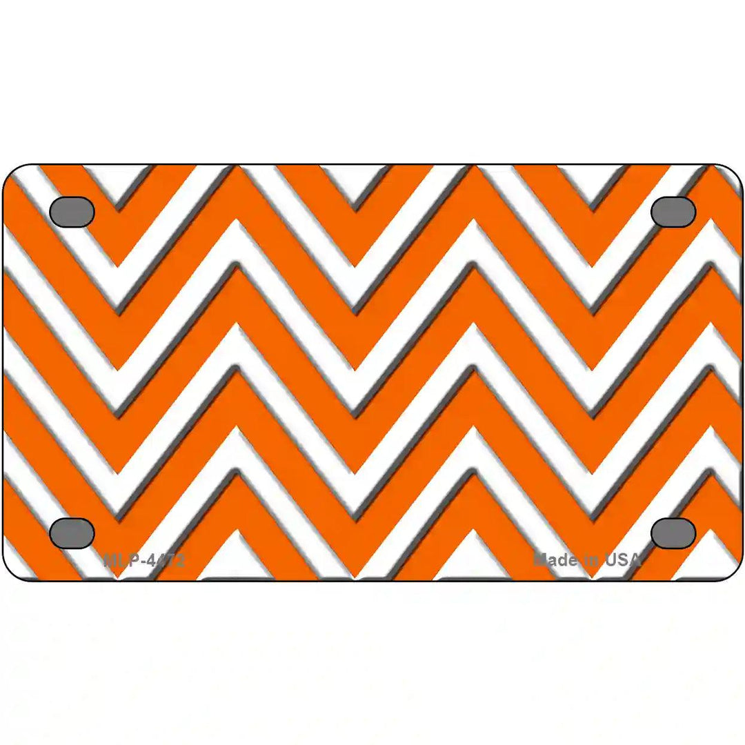 Orange White Chevron Metal Novelty License Plate LP-4472 4" x 2.2" (MLP)
