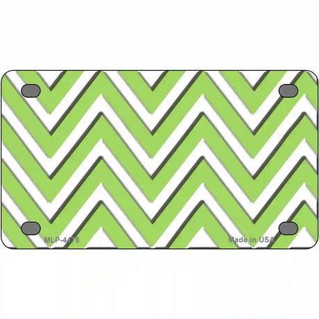 Lime Green White Chevron Metal Novelty License Plate LP-4478 4" x 2.2" (MLP)