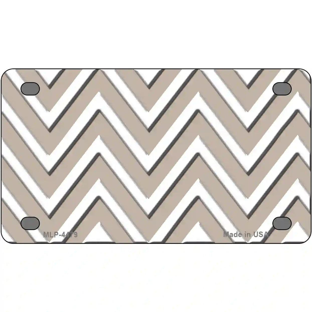 Tan White Chevron Metal Novelty License Plate LP-4479 4" x 2.2" (MLP)