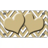 Gold White Chevron Gold Center Hearts Metal Novelty License Plate LP-4495 4" x 2.2" (MLP)