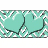Mint White Chevron Mint Center Hearts Metal Novelty License Plate LP-4496 4" x 2.2" (MLP)