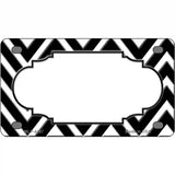 Black White Chevon Center Scallop Metal Novelty License Plate 4" x 2.2" (MLP)