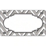 Grey White Chevron Center Scallop Metal Novelty License Plate 4" x 2.2" (MLP)