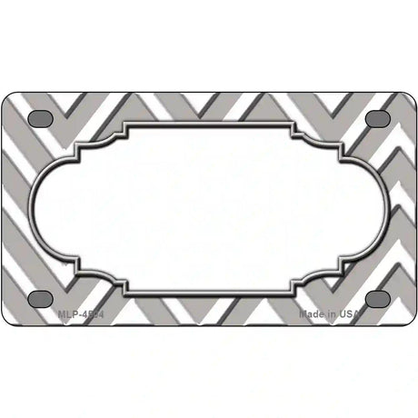 Grey White Chevron Center Scallop Metal Novelty License Plate 4" x 2.2" (MLP)