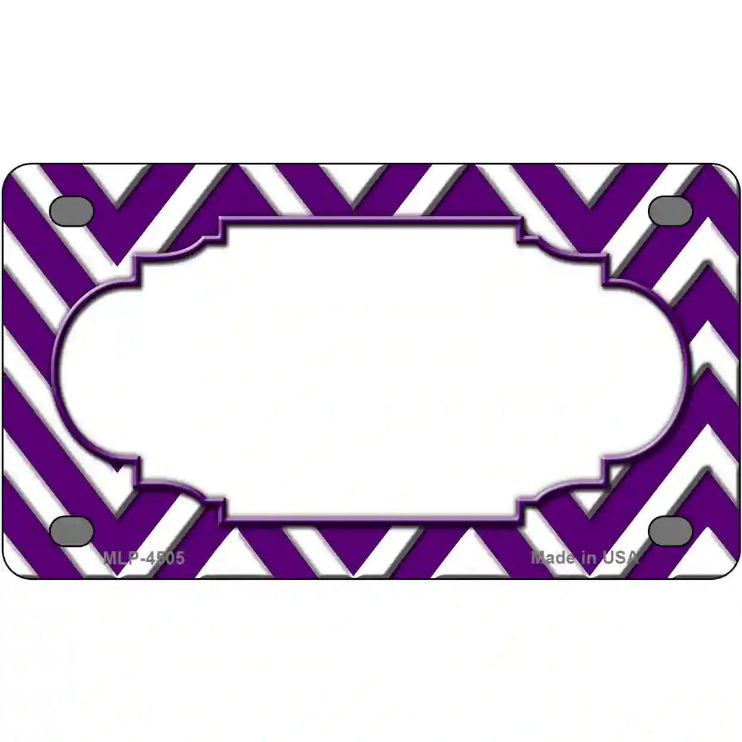 Purple White Chevron Center Scallop Metal Novelty License Plate 4" x 2.2" (MLP)