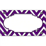 Purple White Chevron Center Scallop Metal Novelty License Plate 4" x 2.2" (MLP)