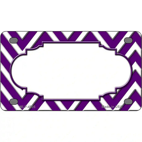 Purple White Chevron Center Scallop Metal Novelty License Plate 4" x 2.2" (MLP)